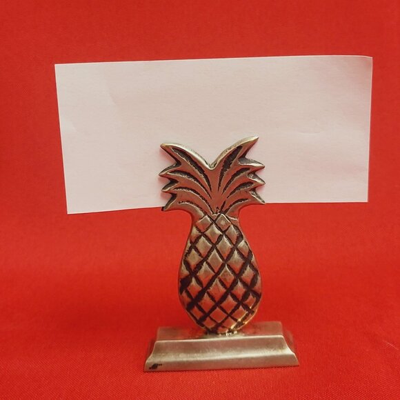 Vintage Antique Brass Pineapple Figure and Place Card Holders Set of 5 - Picture 11 of 13